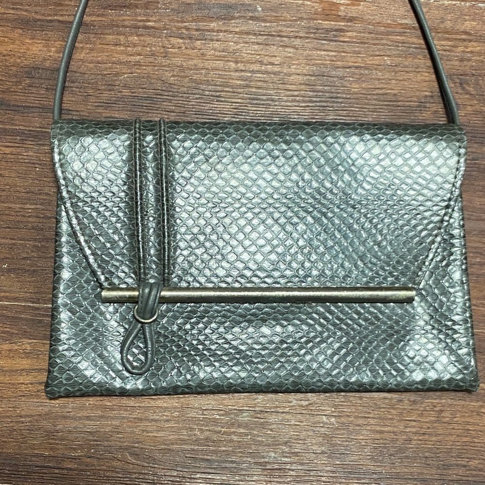 Gray  Snakeskin Clutch Vintage